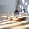 Stockholm Aviator Sunglasses — Matte Gold & Blue Gradient