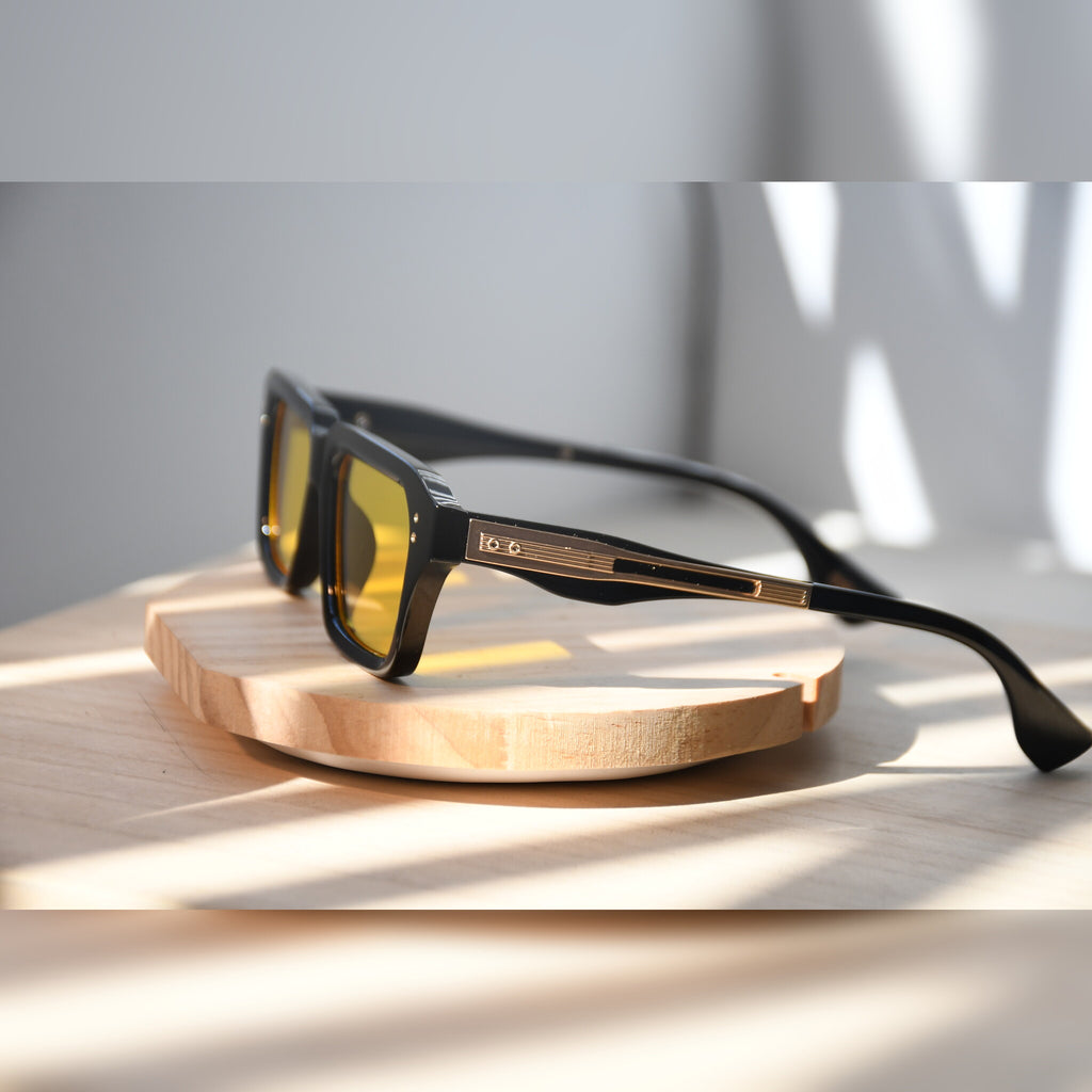 Amsterdam Square Sonnenbrille — Schwarz & Gelb