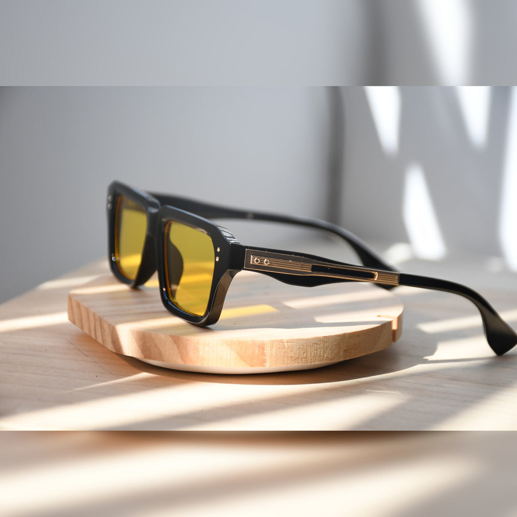 Amsterdam Square Sonnenbrille — Schwarz & Gelb